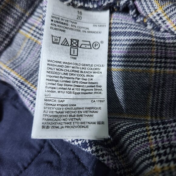 Gap Pants Women’s 16 Gray Black Plaid Signature Skinny Ankle Stretch Flat Front - Picture 8 of 8